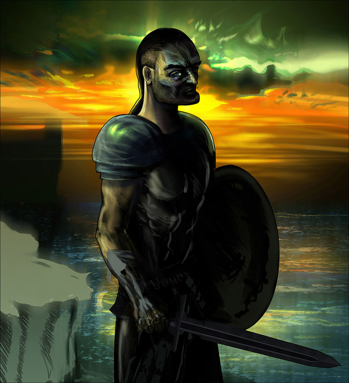 adobe-photoshop-digital-painting-illustration-green-light-soldier-viking