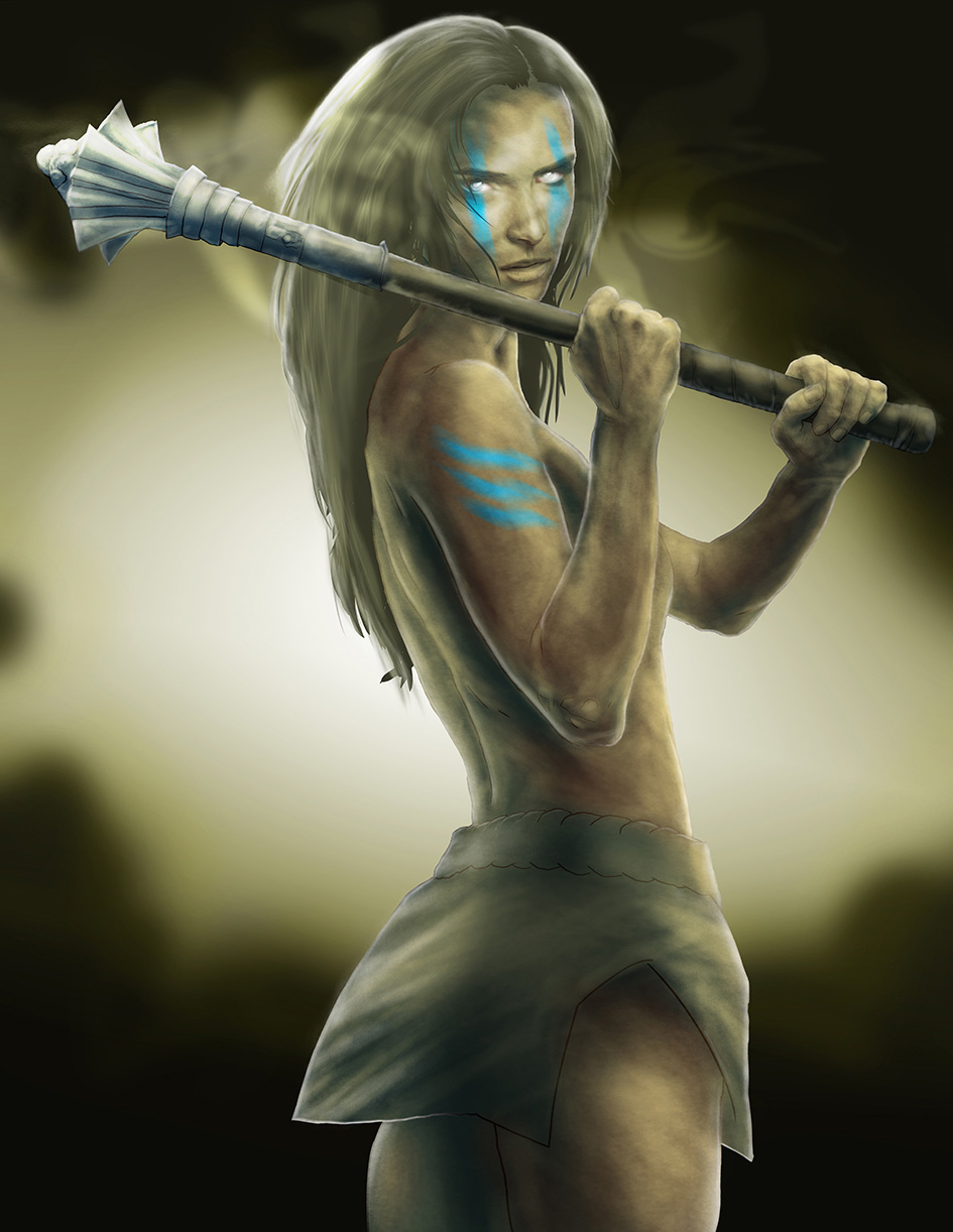 adobe-photoshop-digital-painting-illustration-angel-warrior-warrioress-heaven-blunt-weapon-spirit-victory-flail